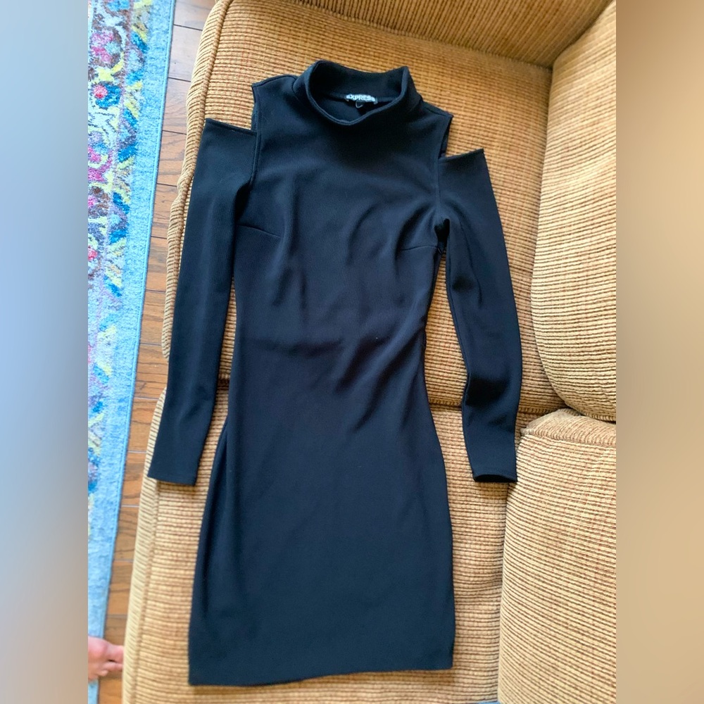 Express Dress Black with Shoulder Slits (XS)